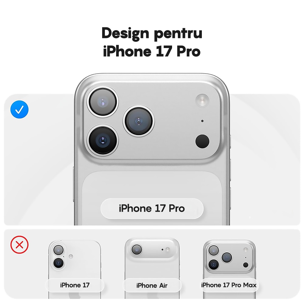 Husa CASEY STUDIOS™ pentru Apple iPhone 17 Pro, Soft Silicone Premium, Microfibra in Interior, de Protectie, Ultra Slim, pentru Incarcare Wireless, Margini Ridicate pentru Protectia Ecranului si a Camerelor, Alb