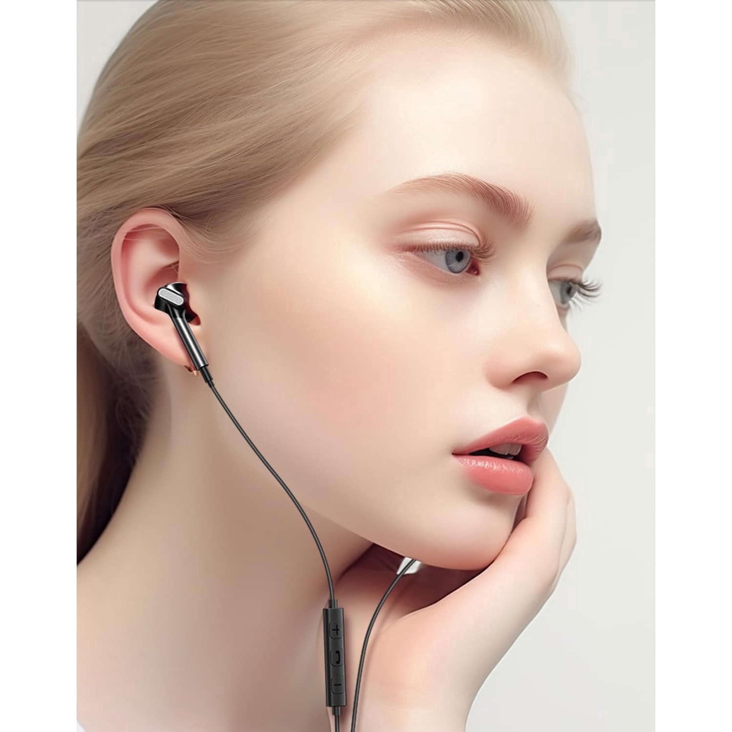 Casti cu Fir Type-C, KINSI, In-ear, Confortabil de purtat, 1.2 m, negru