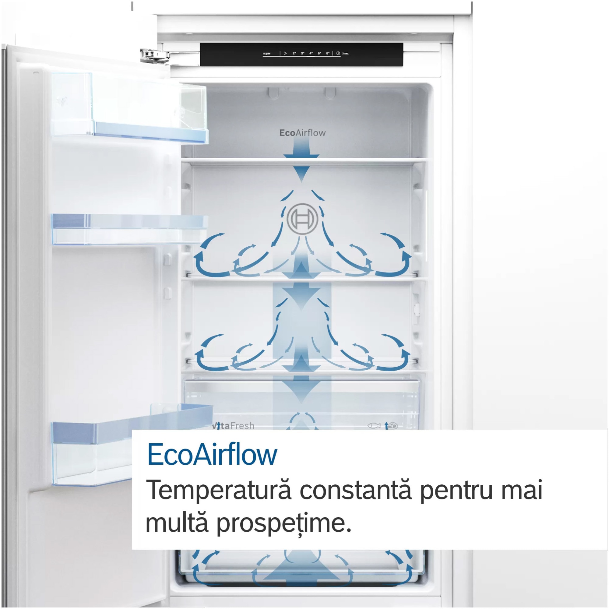 Frigider cu o usa incorporabil Bosch KIL22VFE0 , 119 l, EcoAirflow, Iluminare LED, Clasa E, 87 cm