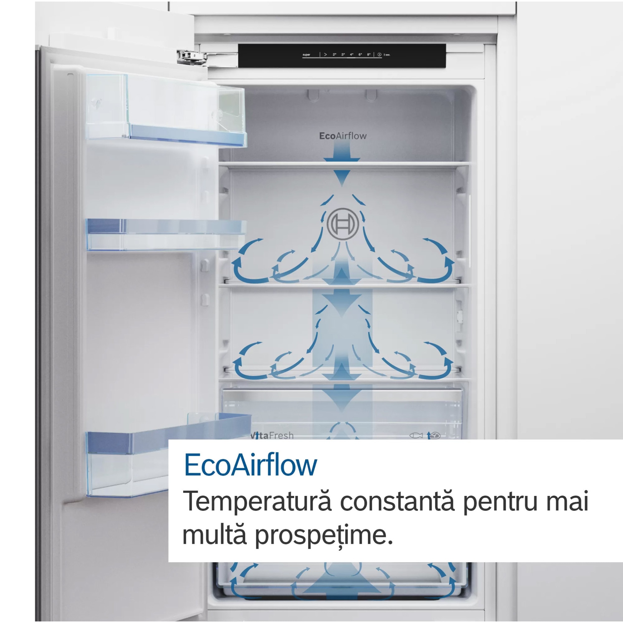 Frigider cu o usa incorporabil Bosch KIL22VFE0 , 119 l, EcoAirflow, Iluminare LED, Clasa E, 87 cm