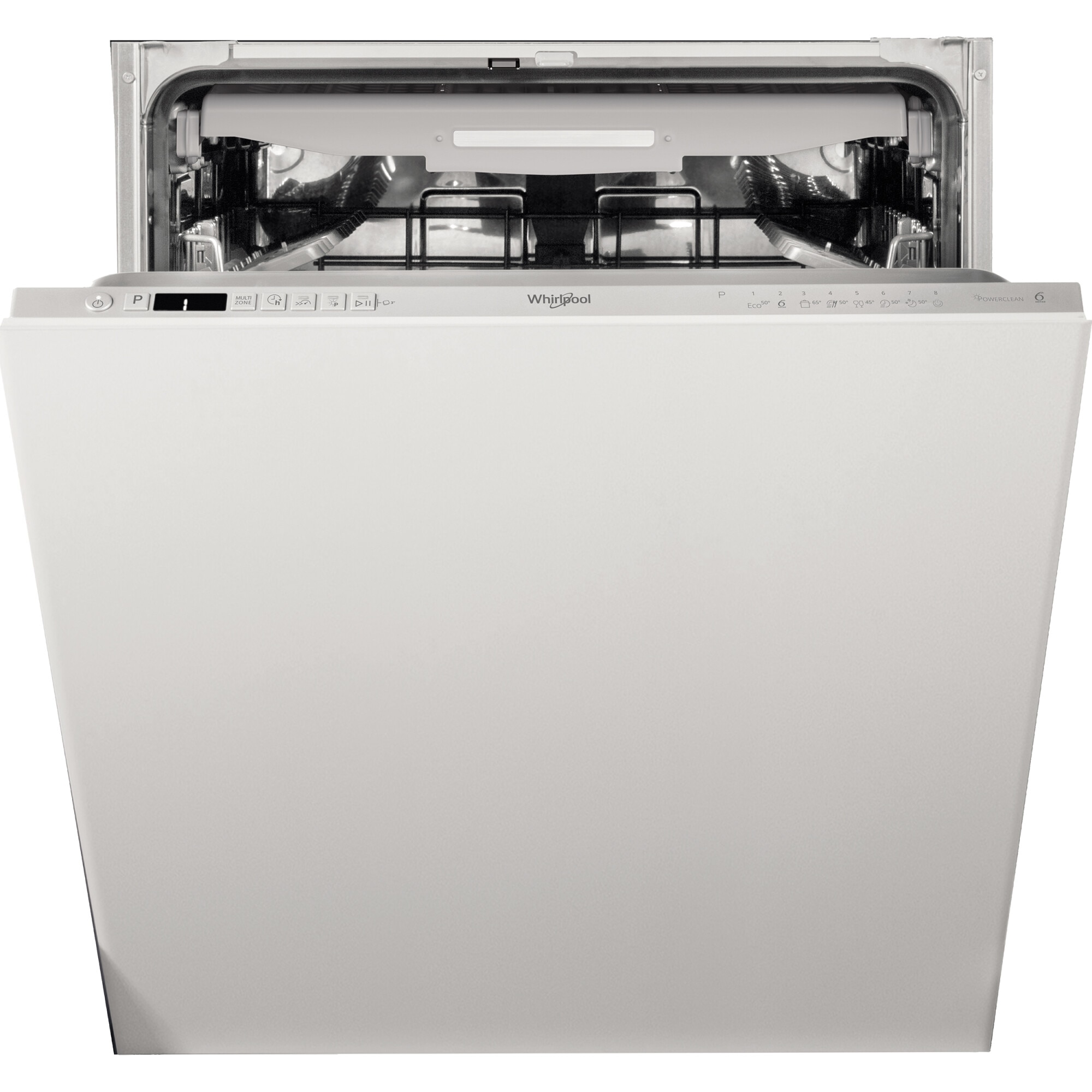Masina de spalat vase incorporabila Whirlpool WIC3C33PFE, 14 seturi, 8 programe, Clasa D, PowerClean Pro, Tehnologia al 6-lea Simt, Motor Inverter, Sistem Natural Dry, 60 cm