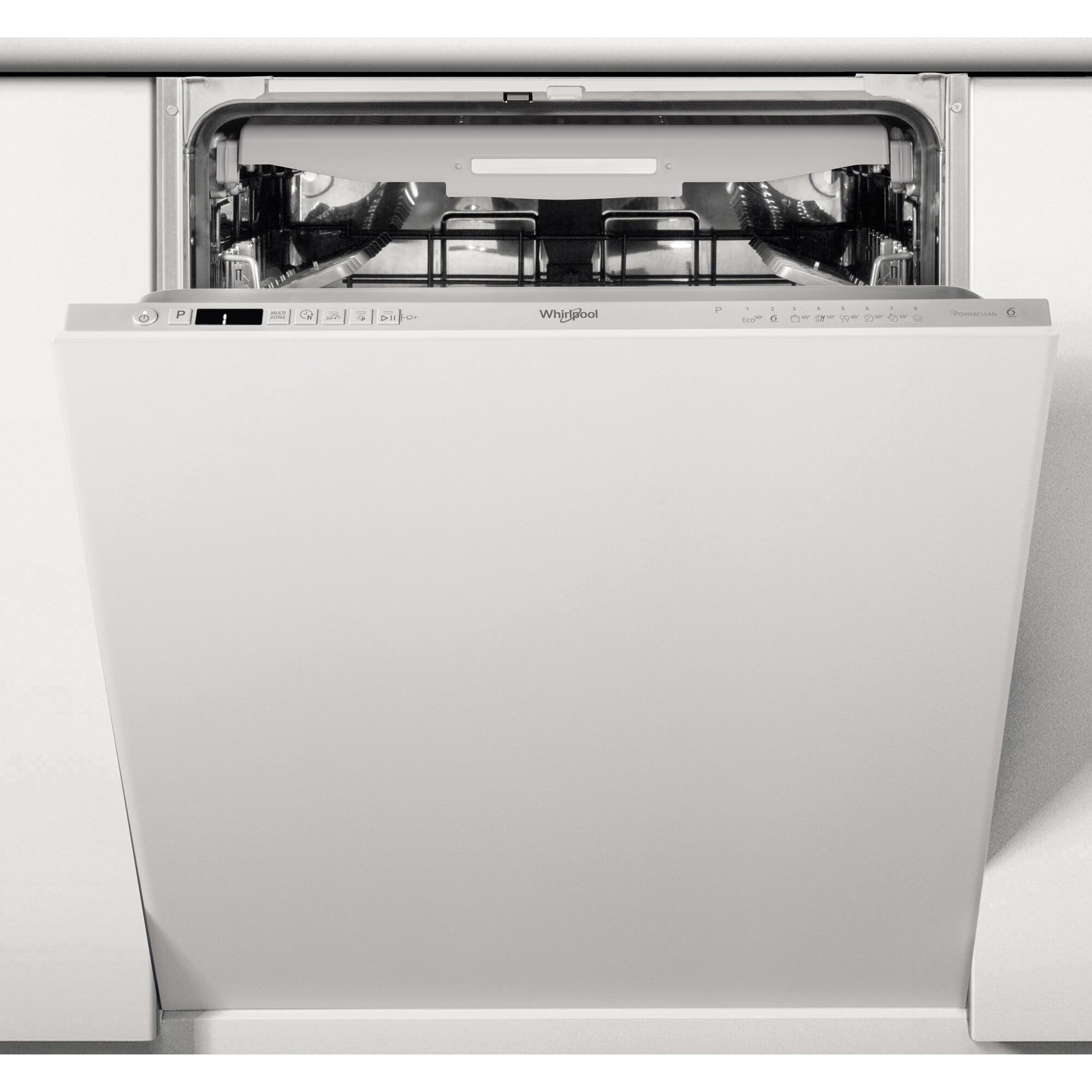 Masina de spalat vase incorporabila Whirlpool WIC3C33PFE, 14 seturi, 8 programe, Clasa D, PowerClean Pro, Tehnologia al 6-lea Simt, Motor Inverter, Sistem Natural Dry, 60 cm