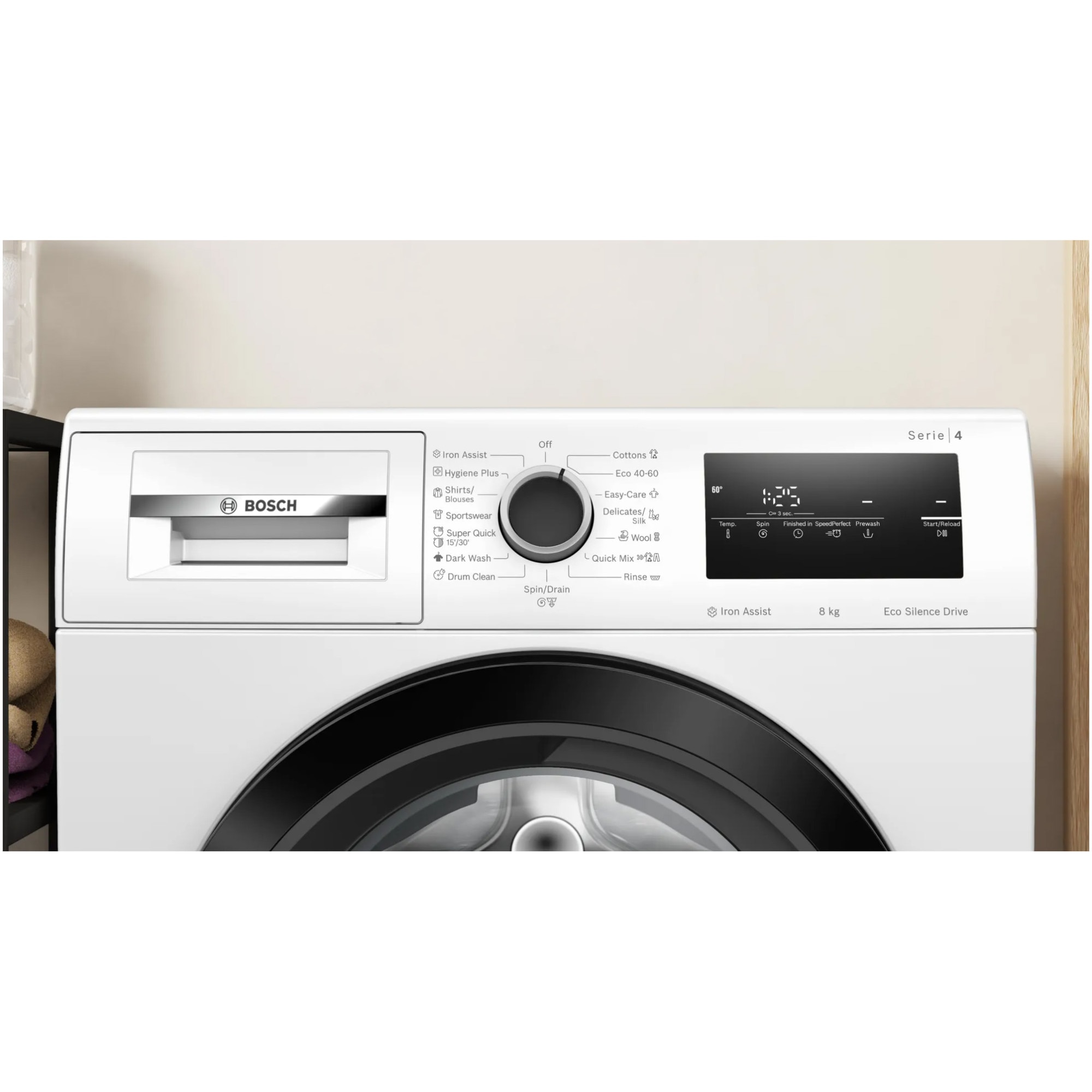 Masina de spalat rufe Bosch WAN28170BY, 8 kg, 1400 RPM, Iron Assist, EcoSilence Drive, 60 cm, Clasa A, Alb