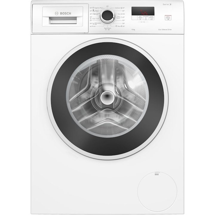 Masina de spalat rufe Bosch WGE03200BY, 8 Kg, 1200 rpm, EcoSilence Drive, Speed Perfect, Functie reload, Clasa A, Alb