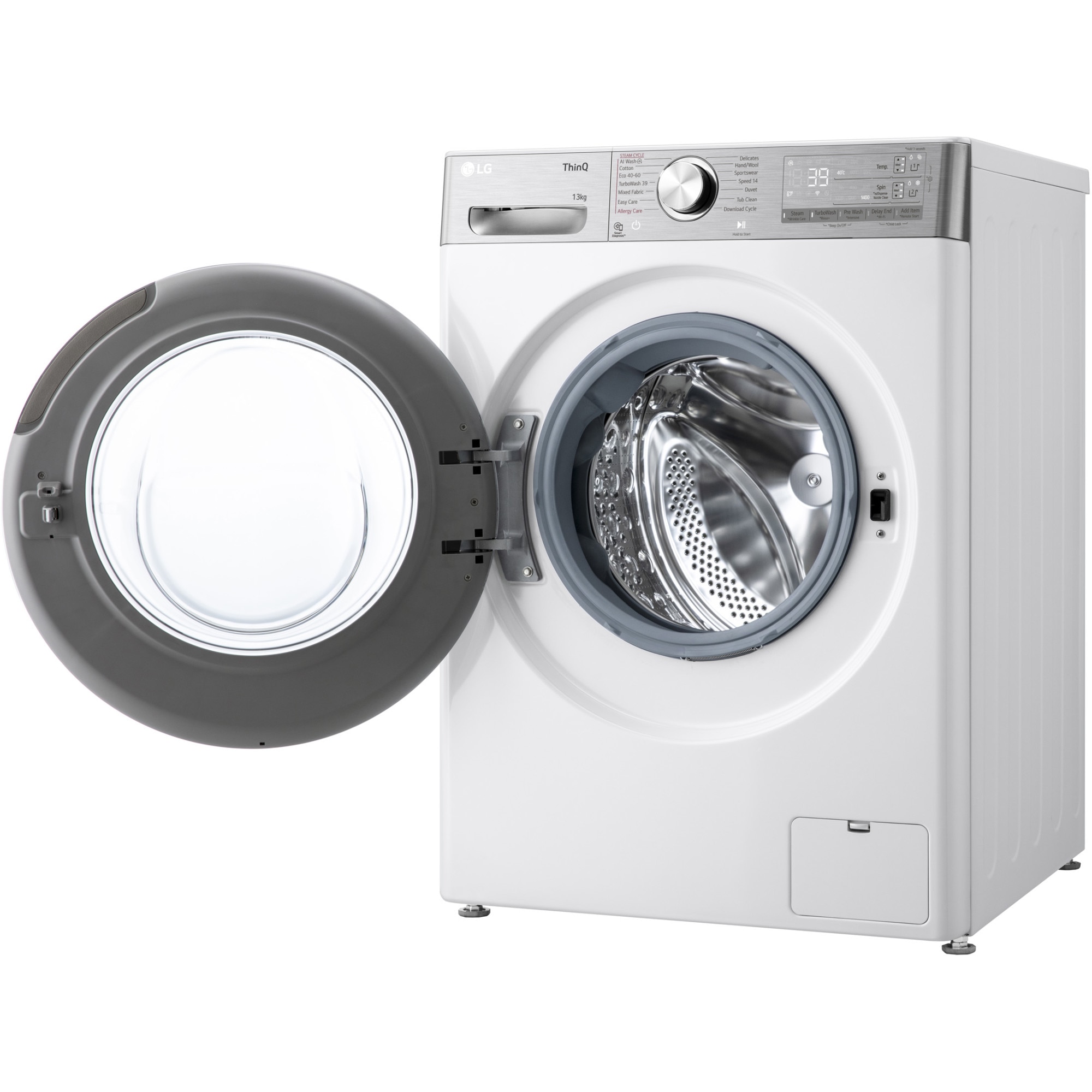 Masina de spalat rufe LG F4WR913P3WA, 13 kg, 1400 rpm, Clasa A, Motor AI Direct Drive , Wi-Fi, Turbowash, ezDsipense, Alb