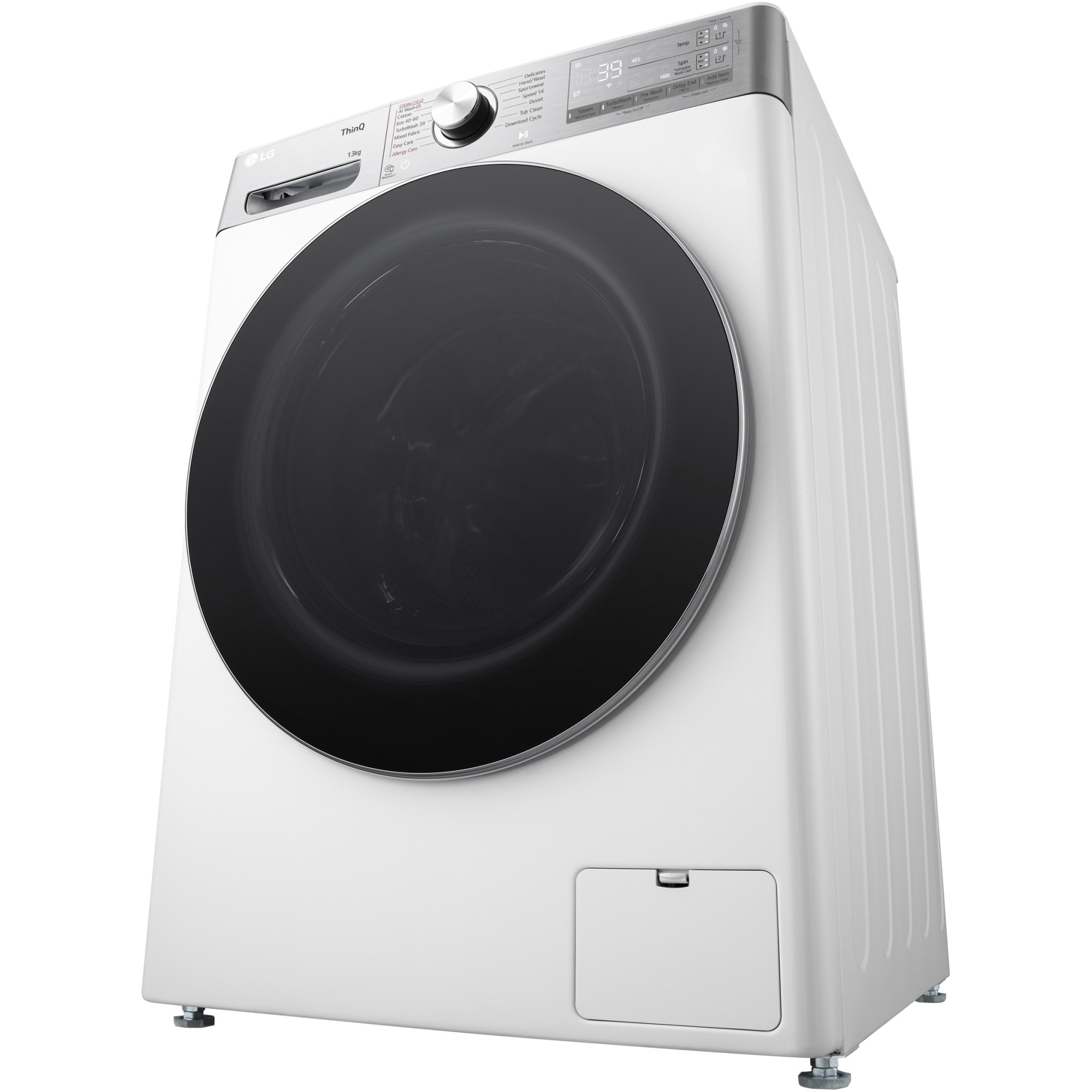 Masina de spalat rufe LG F4WR913P3WA, 13 kg, 1400 rpm, Clasa A, Motor AI Direct Drive , Wi-Fi, Turbowash, ezDsipense, Alb