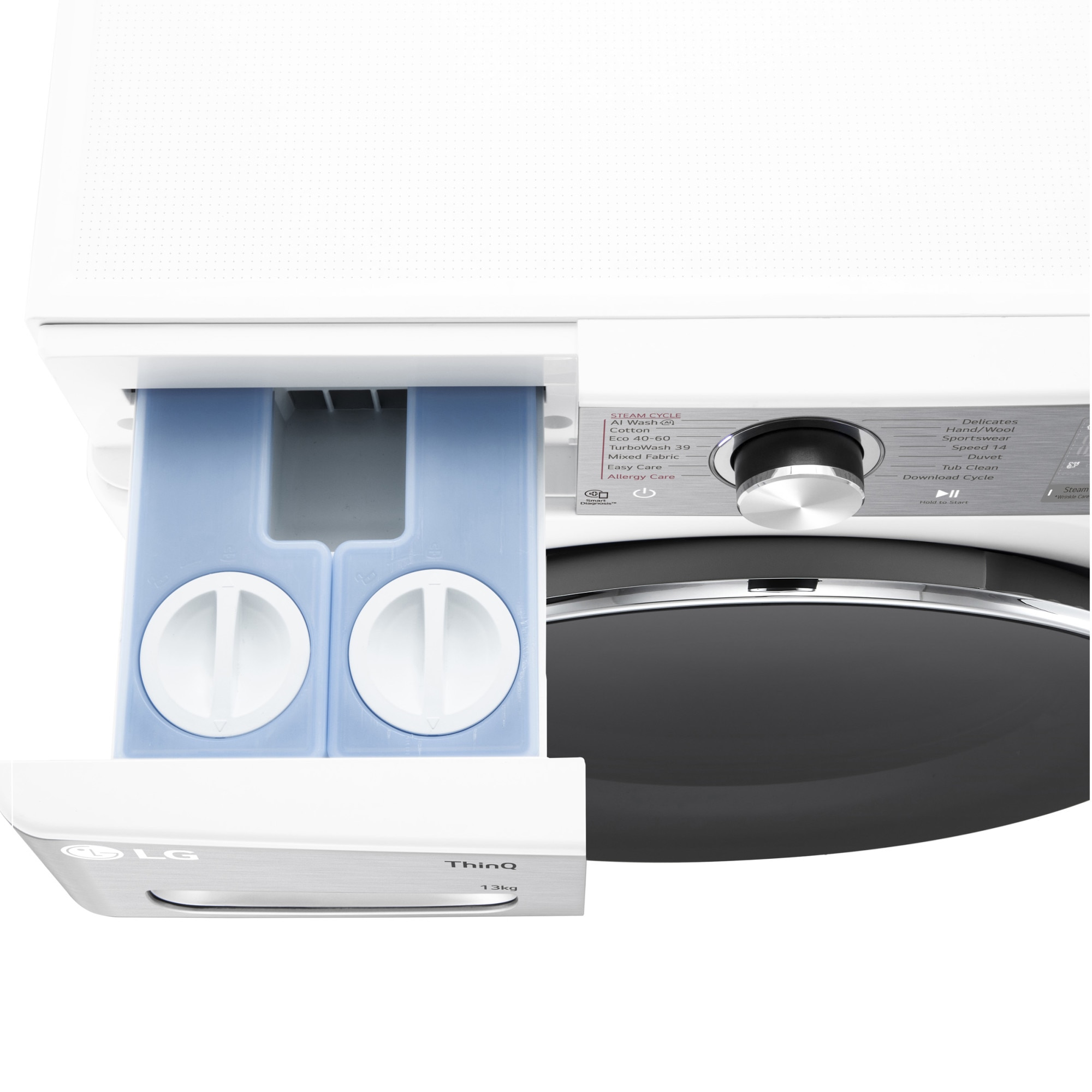 Masina de spalat rufe LG F4WR913P3WA, 13 kg, 1400 rpm, Clasa A, Motor AI Direct Drive , Wi-Fi, Turbowash, ezDsipense, Alb