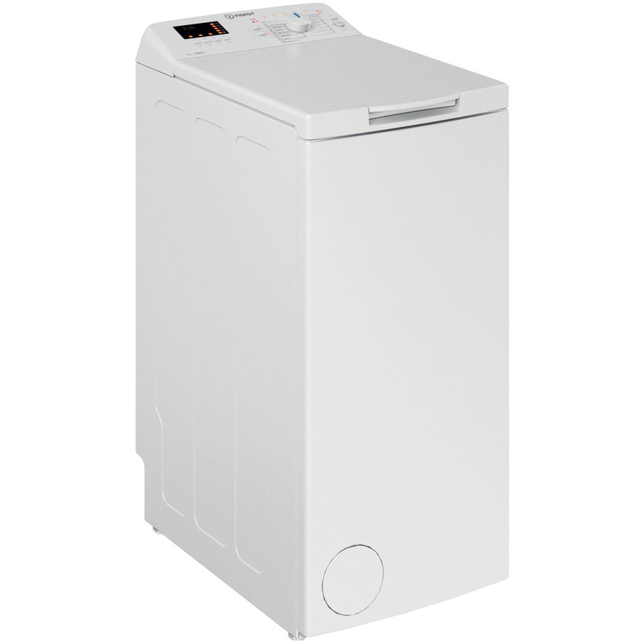 Masina de spalat rufe cu incarcare verticala Indesit BTWS72200EU/N, 7 kg, 1200 rpm, Clasa E, Turn&Go, Display digital, Alb