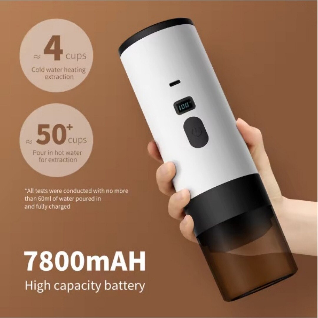 Cafetieră electrică portabilă, automat, gri, 3-in-1, 90 ml, 120 ml