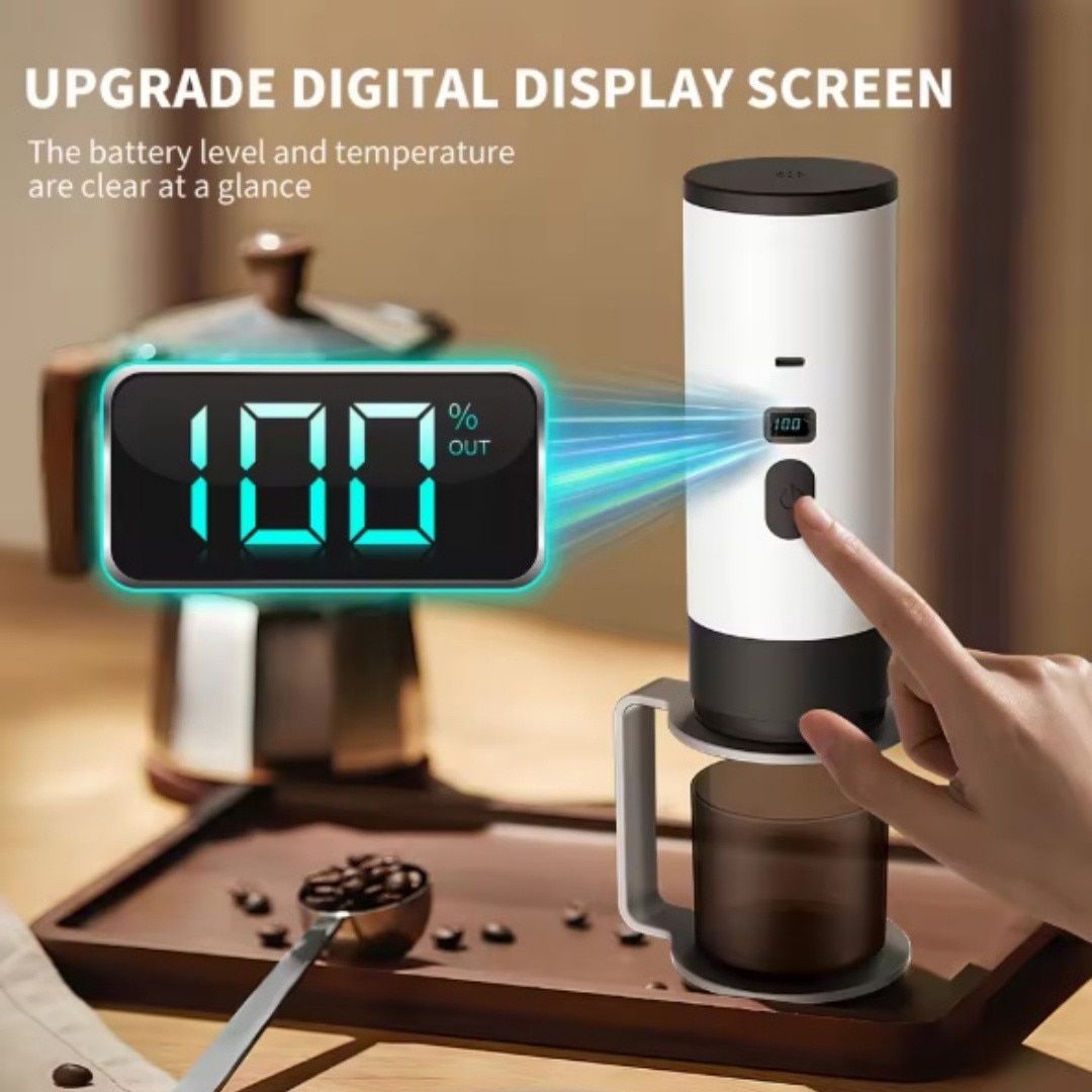 Cafetieră electrică portabilă, automat, gri, 3-in-1, 90 ml, 120 ml
