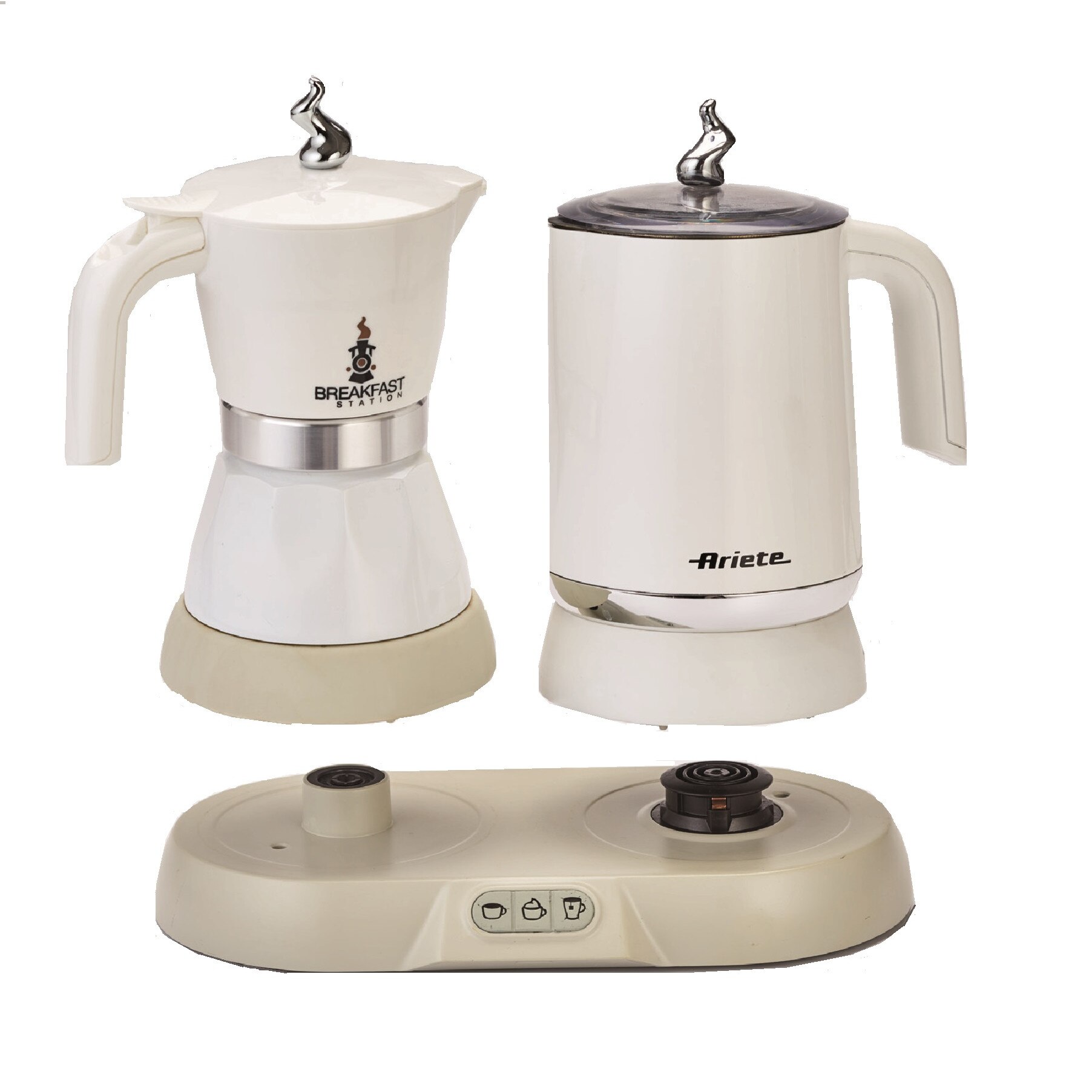 Set pentru mic dejun 3 in 1, Cafetiera 1344 Ariete, 500W, Alb