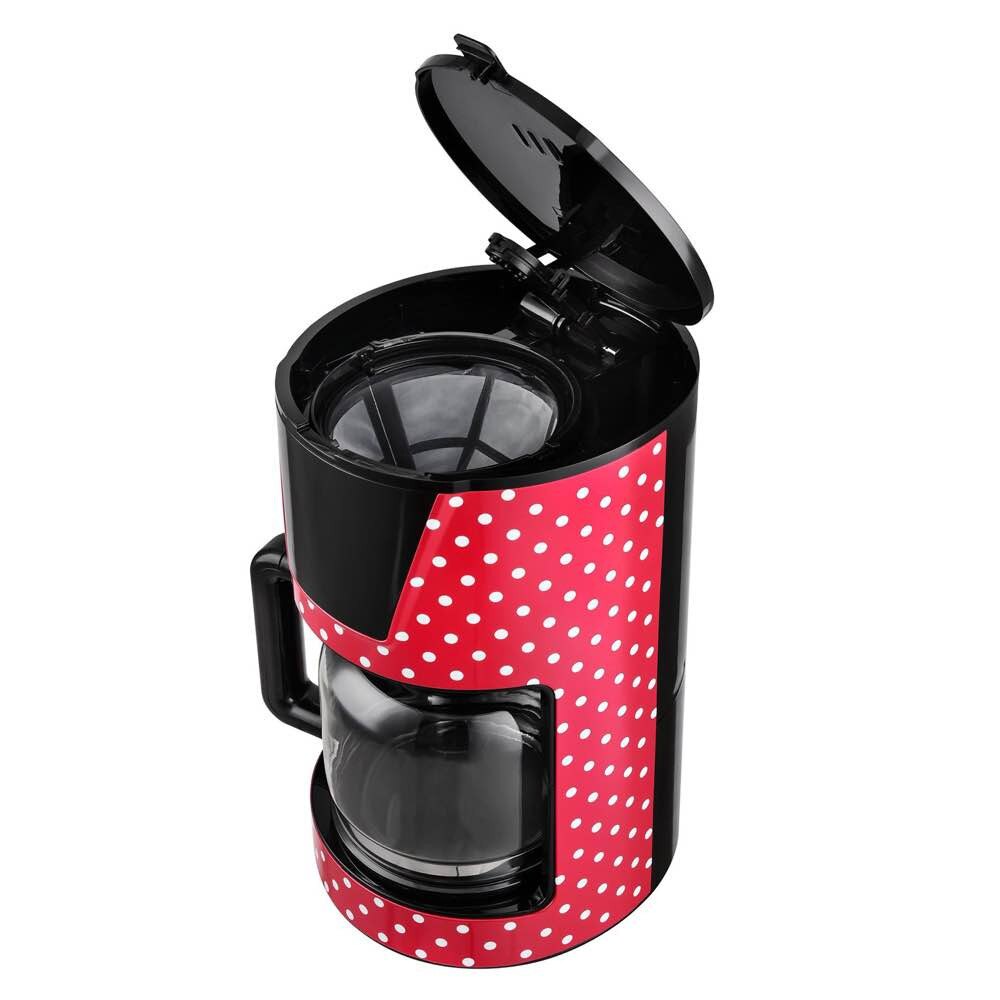 Cafetiera Kalorik TKG CM 1045.1 RWD, 1, 5L, 900W, filtru permanent, functie anti-picurare, rosu cu buline
