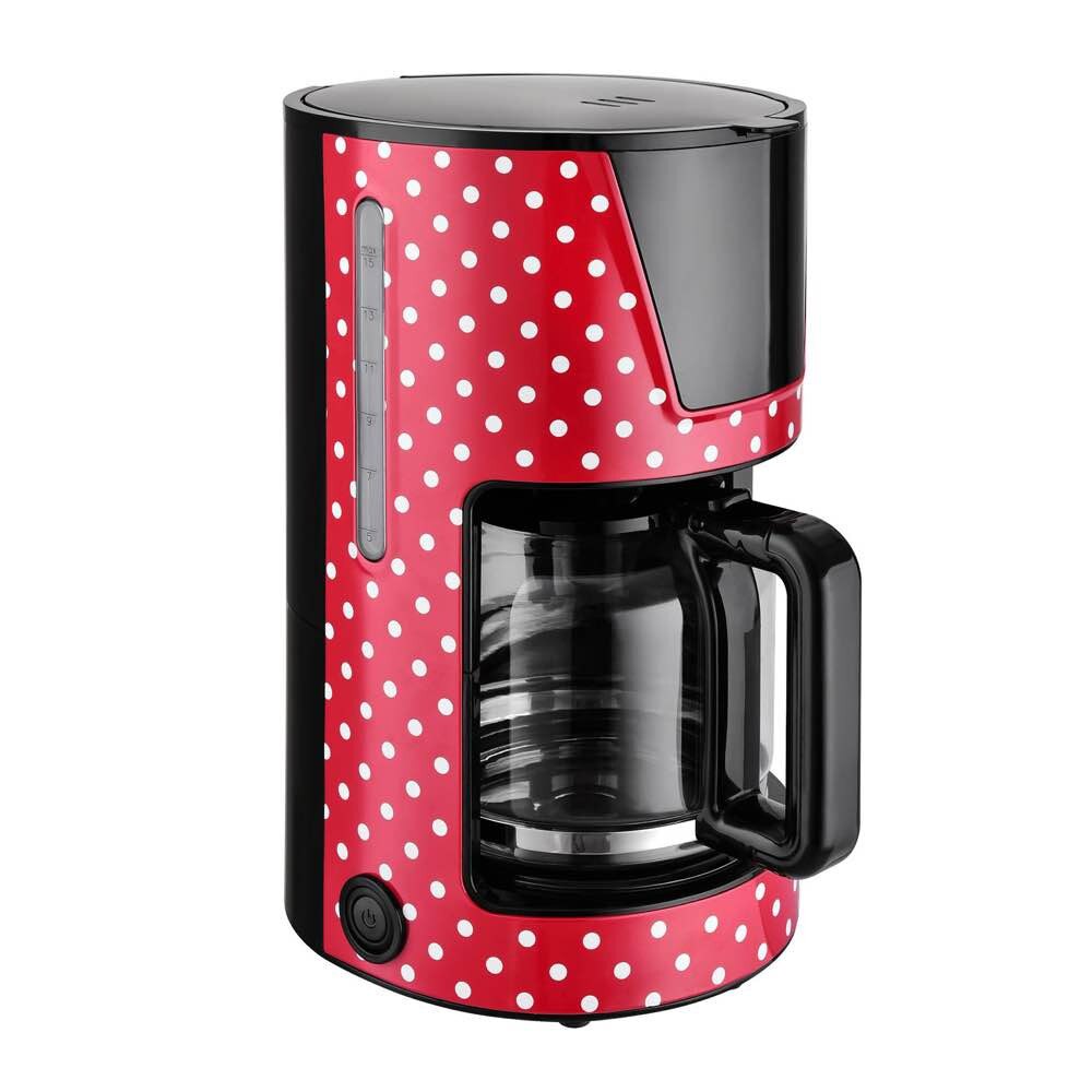 Cafetiera Kalorik TKG CM 1045.1 RWD, 1, 5L, 900W, filtru permanent, functie anti-picurare, rosu cu buline