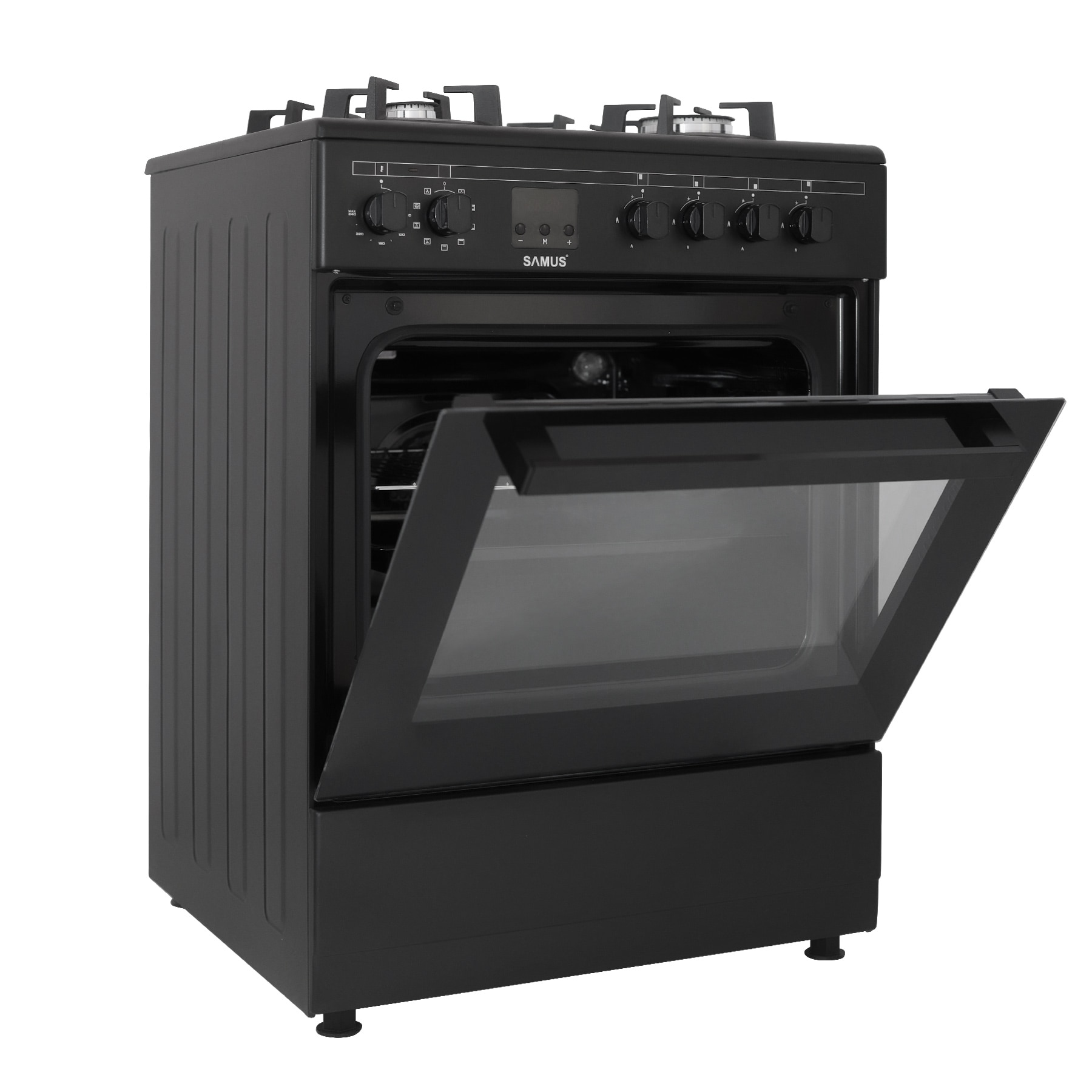 Aragaz mixt Samus SM665AENS, Gaz, 4 Arzatoare, Cuptor electric, 56 L, 59.8 cm, Antracit