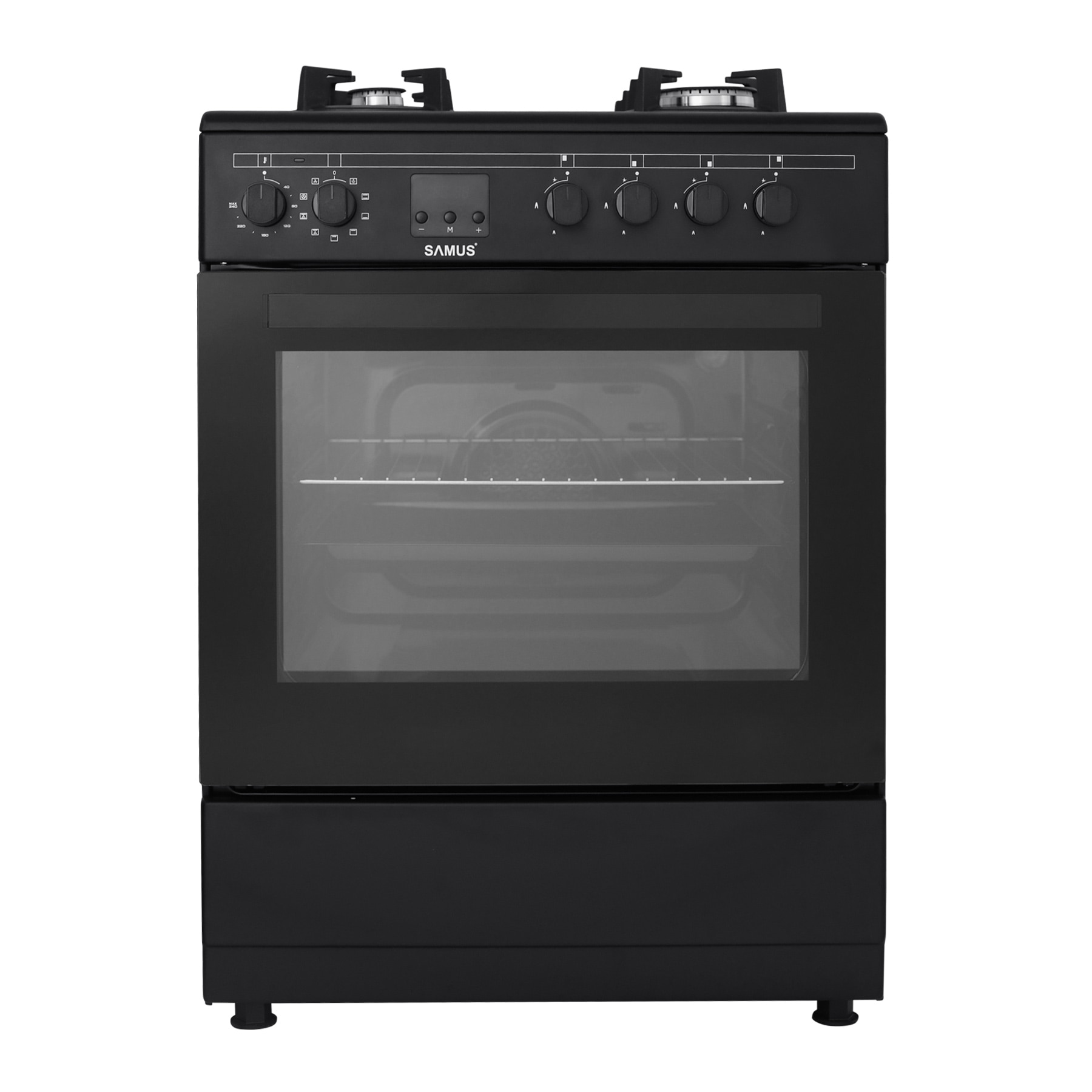 Aragaz mixt Samus SM665AENS, Gaz, 4 Arzatoare, Cuptor electric, 56 L, 59.8 cm, Antracit