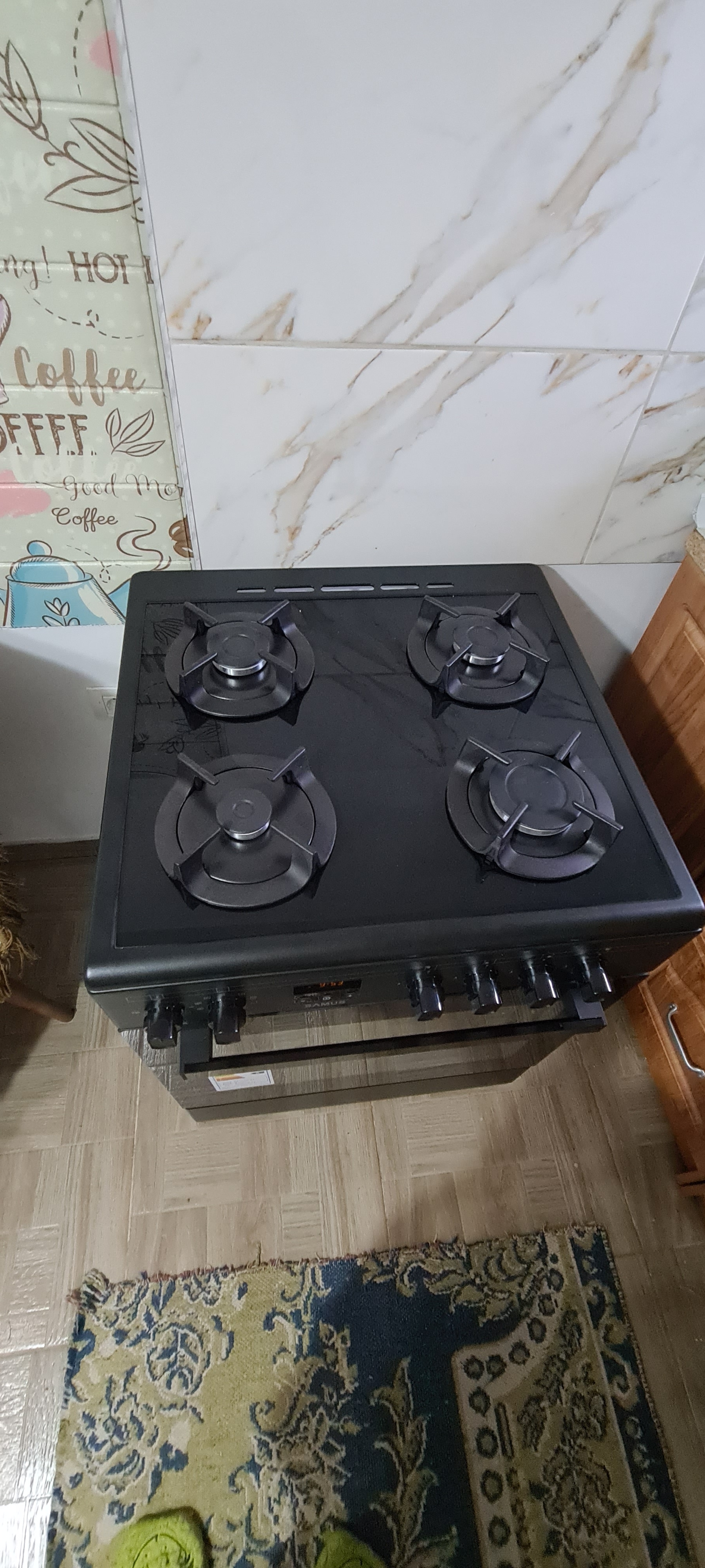 Aragaz mixt Samus SM665AENS, Gaz, 4 Arzatoare, Cuptor electric, 56 L, 59.8 cm, Antracit