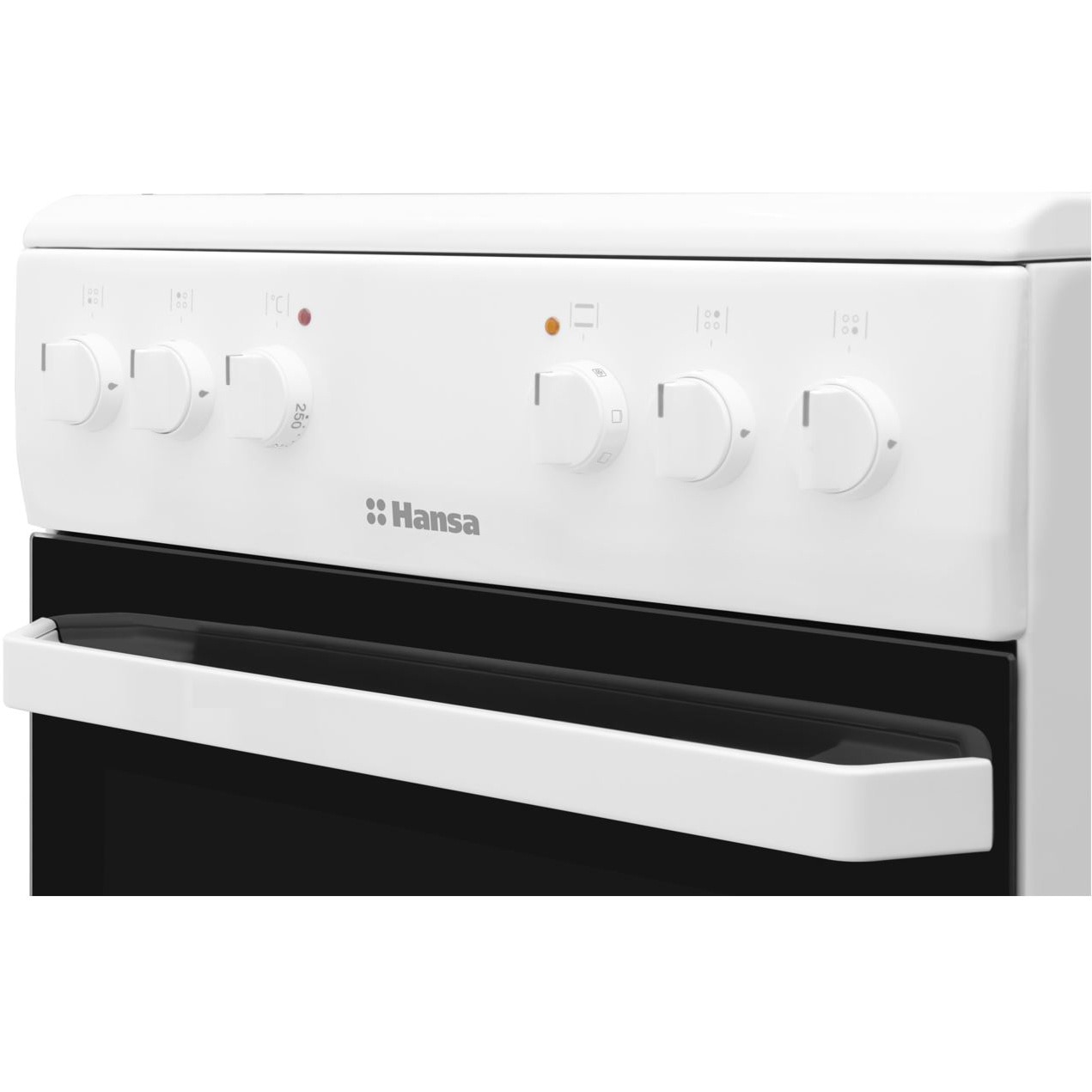 Aragaz Hansa FCCW56069, Vitroceramic, Electric, 4 zone de gatit, 62l, Heat Control, EasyClean, Supergrill, SteamCleaning, Clasa A, Alb