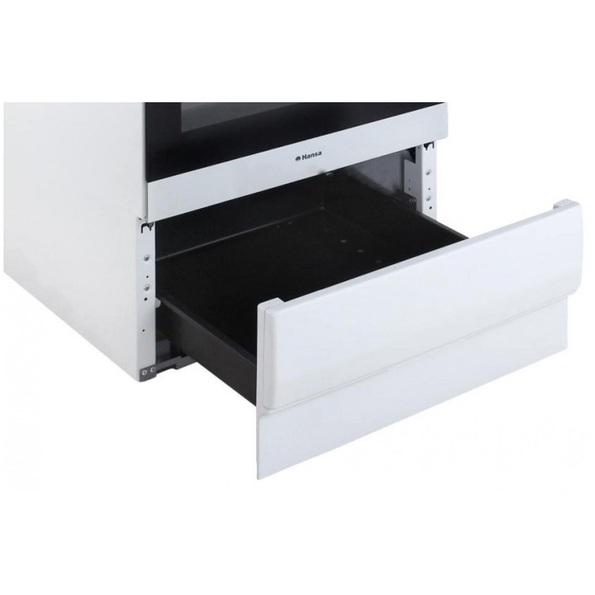 Aragaz Hansa FCCW58200, 4 zone de gatit, Electric, Curatare abur, Grill, Clasa A, 50 cm, Alb