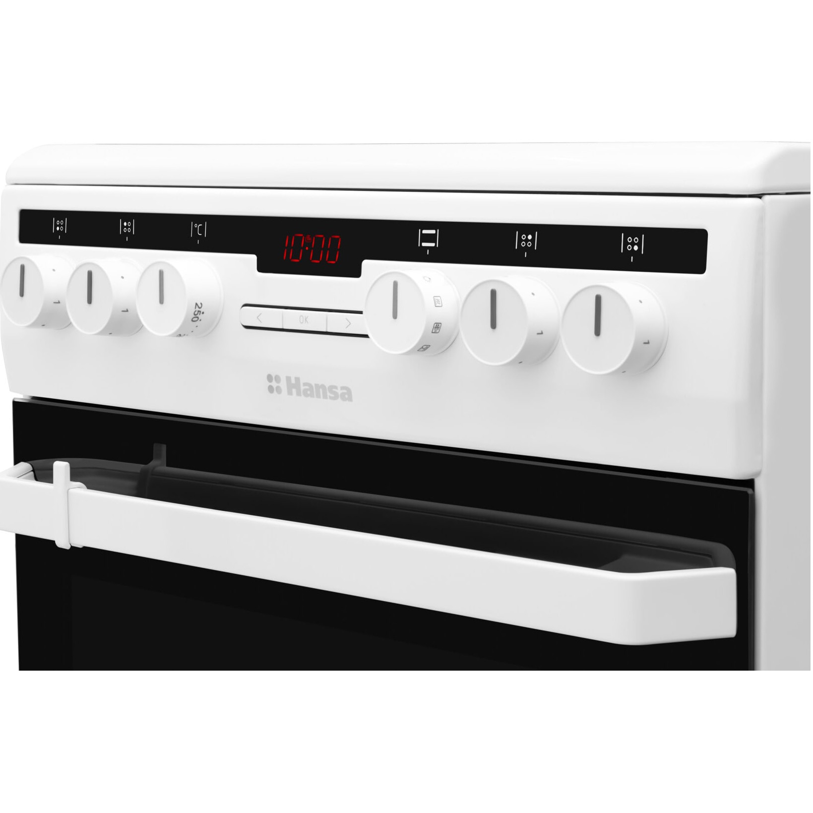 Aragaz Hansa FCCW58200, 4 zone de gatit, Electric, Curatare abur, Grill, Clasa A, 50 cm, Alb