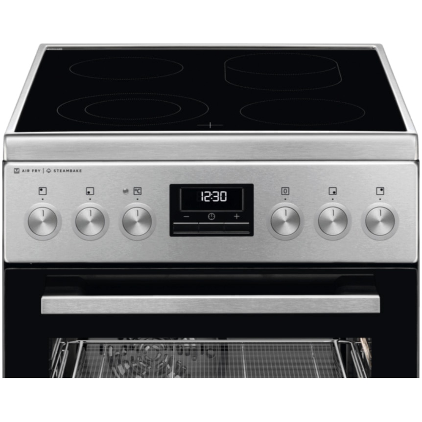 Aragaz AEG CCB56490BM, Vitroceramica, 4 zone de gatit, SteamBake, AirFry, Timer cu display electronic, Grill, Clasa A, 50 cm, Inox