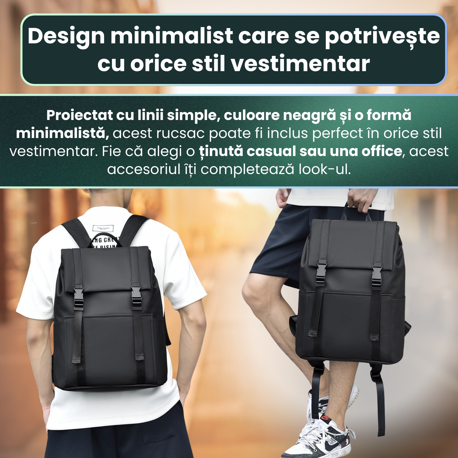 Rucsac Laptop, HITTERGEM® UrbanShield Minimalist pentru Birou, Rucsac Laptop 15.6 Inch din Polyester Premium Rezistent si Impermeabil, Rucsac Laptop cu Design Futurist pentru Uz Zilnic, Stil Urban Modern, Verde, 42x32x14 cm