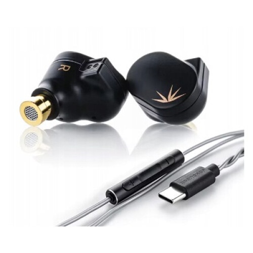 Casti Moondrop CHU II, cablu interschimbabil, IEM, driver dinamic de 10mm, aliaj full zinc, Husa, Cu microfon HD, USB-C, DSP, Negru