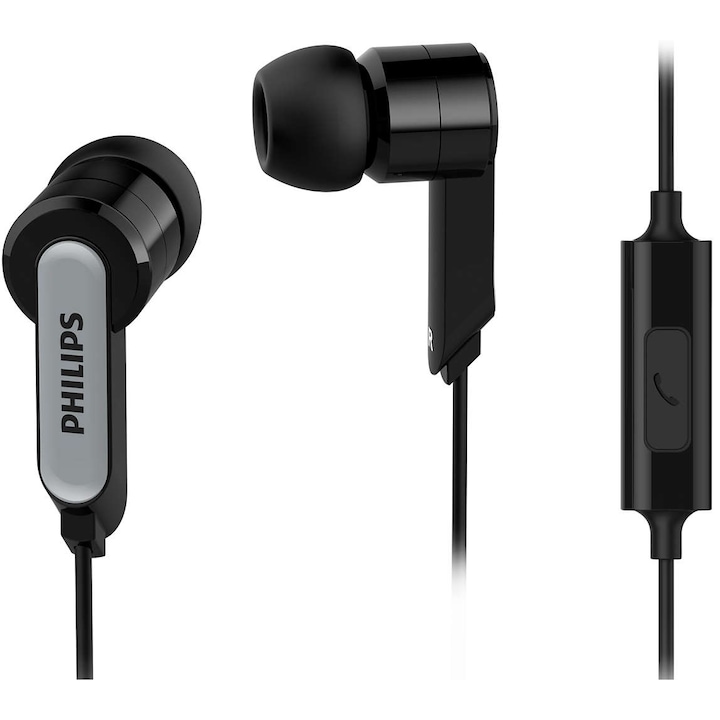 Casti Audio In-Ear Philips, SHE1405BK/10, cu fir, Microfon, Negru