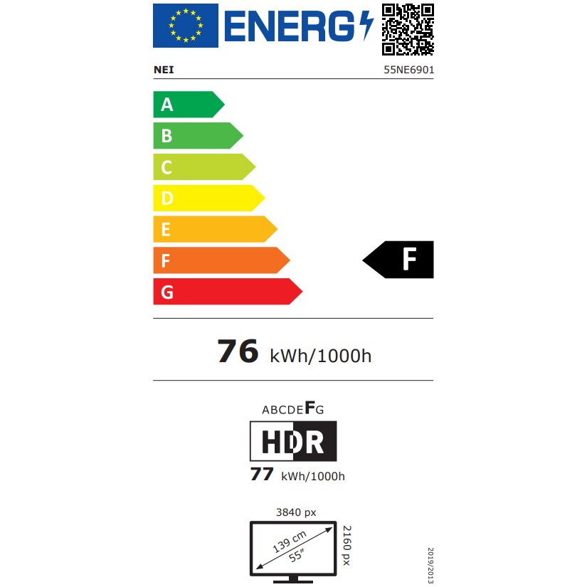 Televizor NEI LED 55NE6901, 139cm, Smart, 4K Ultra HD, Clasa F