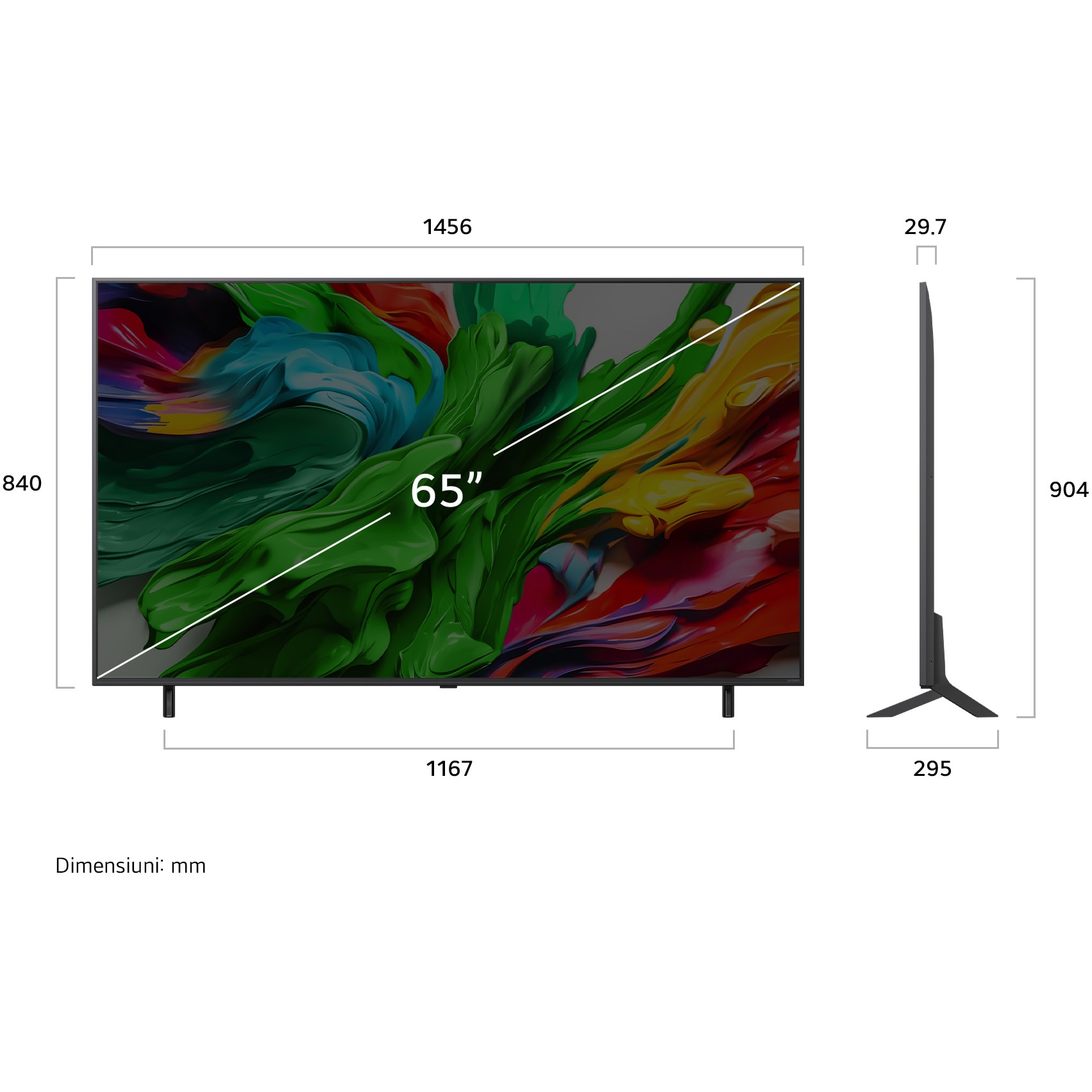 Televizor LG QNED evo 65QNED85A3C, 164 cm, Smart, 4K Ultra HD, 100 Hz, Clasa E (Model 2025)
