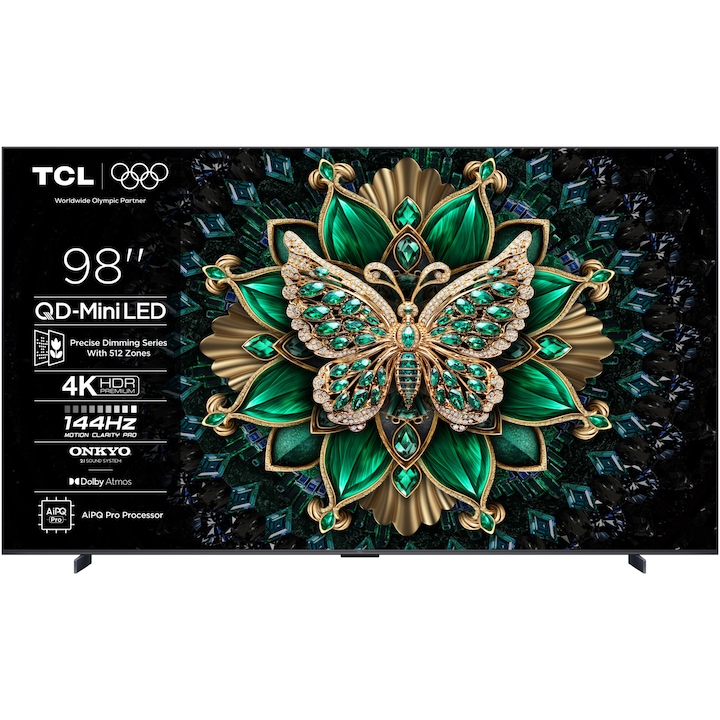 Televizor TCL QD-MiniLed 98C6K, 248 cm, Smart Google TV, 4K Ultra HD, 100Hz, Clasa E (Model 2025)