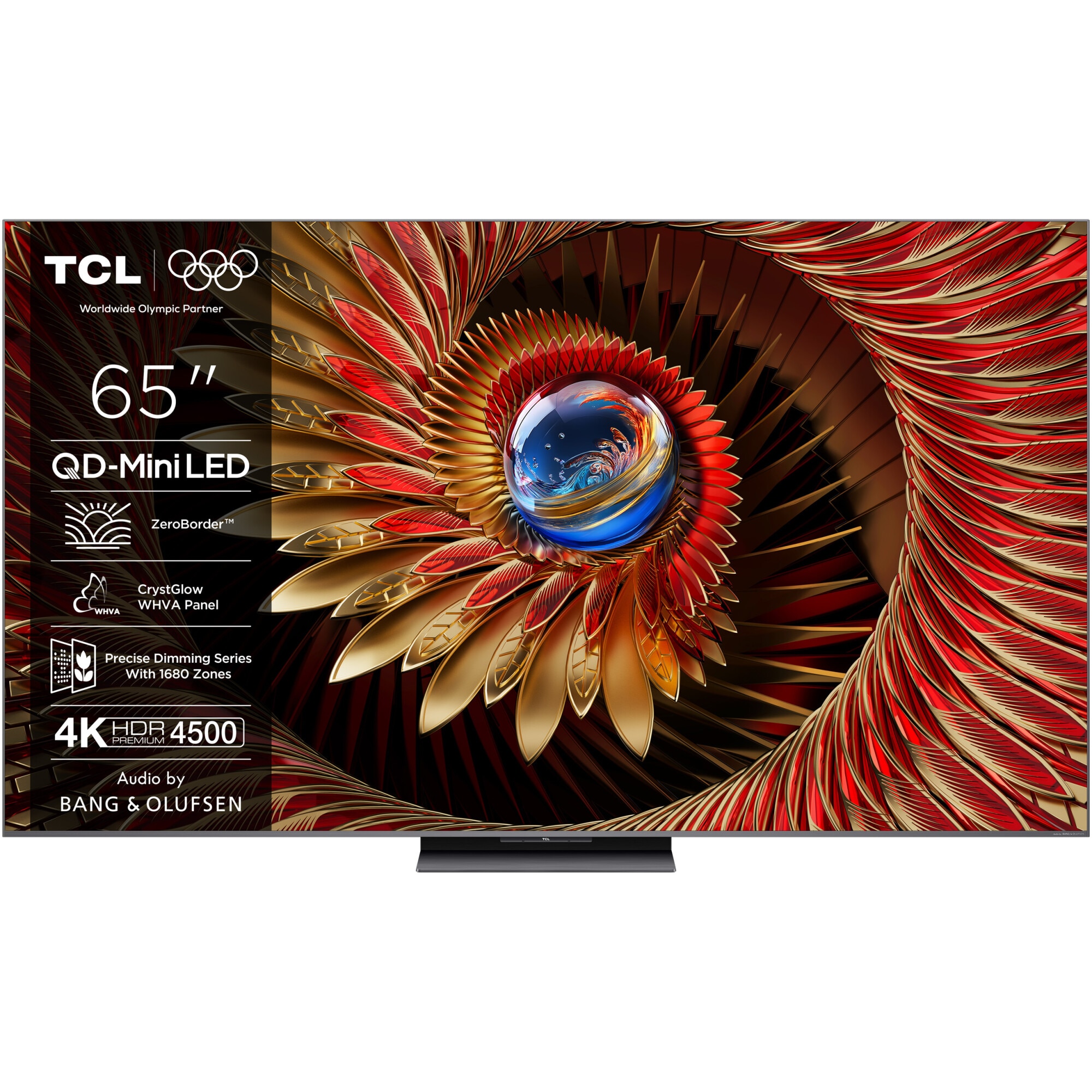 Televizor TCL QD-MiniLed 65C8K, 164 cm, Smart Google TV, 4K Ultra HD, 100Hz, Sunet Bang & Olufsen, Clasa D (Model 2025)
