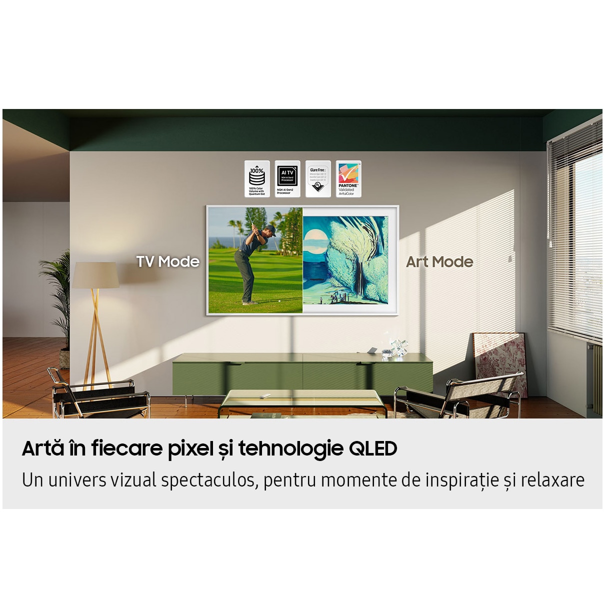 Televizor SAMSUNG QLED The Frame 65LS03F, 163 cm, Smart, 4K Ultra HD, Clasa G (Model 2025)