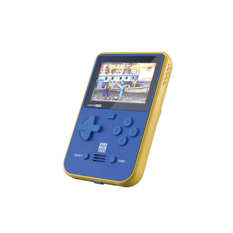 Consola de jocuri portabila, Hyper Mega Tech, Retro Gaming, 2.8″ IPS, Capcom Edition, 12 jocuri, Albastru-Galben