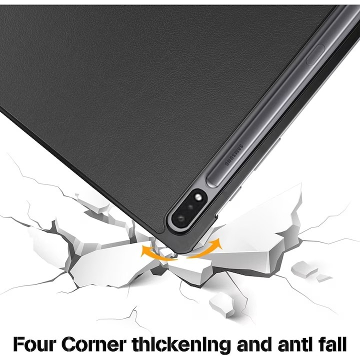 Husa pentru Samsung Galaxy Tab S10 Lite, S9, S9 FE, S10 FE functie sleep/wake-up, VIENOD, negru