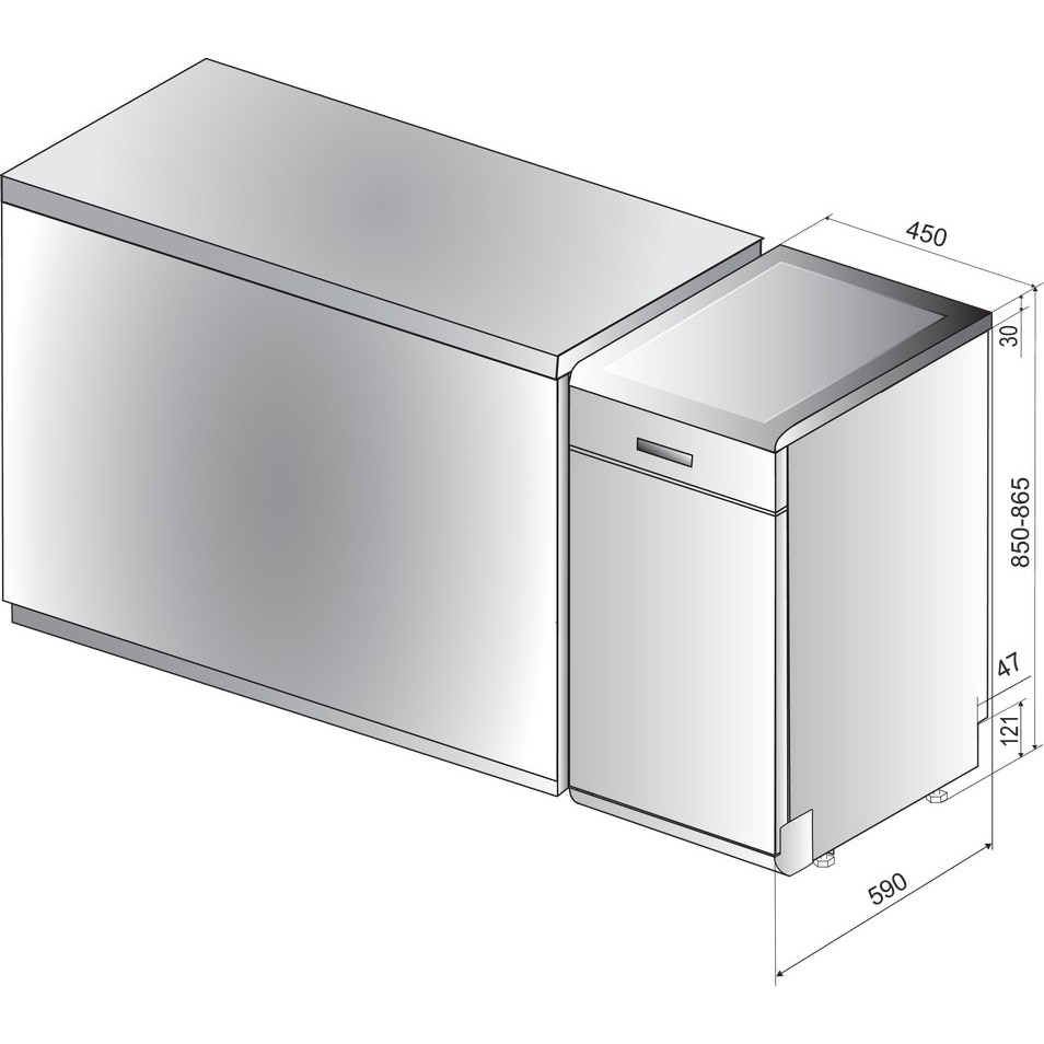 Masina de spalat vase Whirlpool WSFE 2B19, 10 seturi, 5 programe, Clasa F, 45 cm, Alb