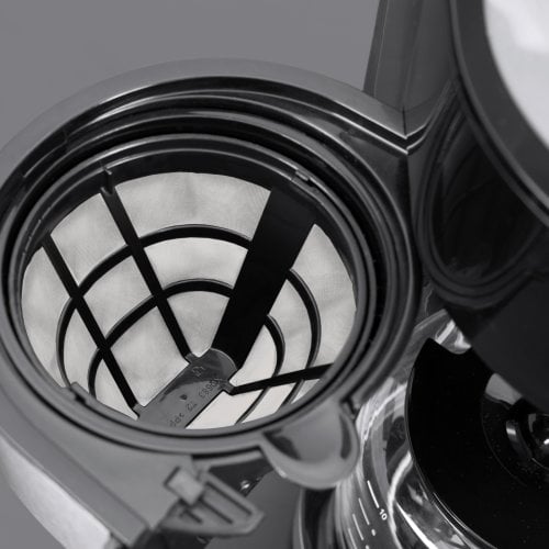 Cafetiera programabila 2 in 1 Caso Germany, Grande Aroma 100, rasnita cafea incorporata, setare grad macinare, rezervor de apa detasabil 1.4 l, oprire automata, timer, control touch, putere 1000 W, negru/argintiu