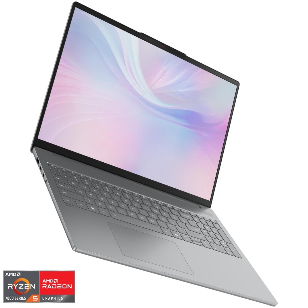 Laptop Lenovo IdeaPad Slim 5 16ARP10 cu procesor AMD Ryzen™ 5 7535HS pana 4.55GHz, 16" WUXGA, IPS, 16GB DDR5 RAM, 512GB SSD, AMD Radeon™ 660M Graphics, No OS, Luna Grey