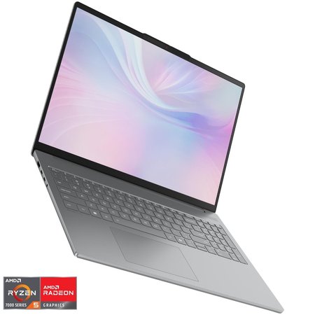 Laptop Lenovo IdeaPad Slim 5 16ARP10 cu procesor AMD Ryzen™ 5 7535HS pana 4.55GHz, 16" WUXGA, IPS, 16GB DDR5 RAM, 512GB SSD, AMD Radeon™ 660M Graphics, No OS, Luna Grey