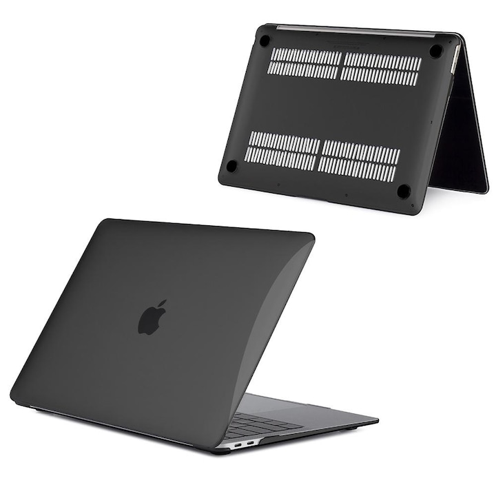 Carcasa Hard Shell pentru MacBook Air 13 (2022/2023/2024/2025) M Series(M4/M3/M2) (A2681/A3113/A3240), Husa & Protectie MacBook, Negru transparent