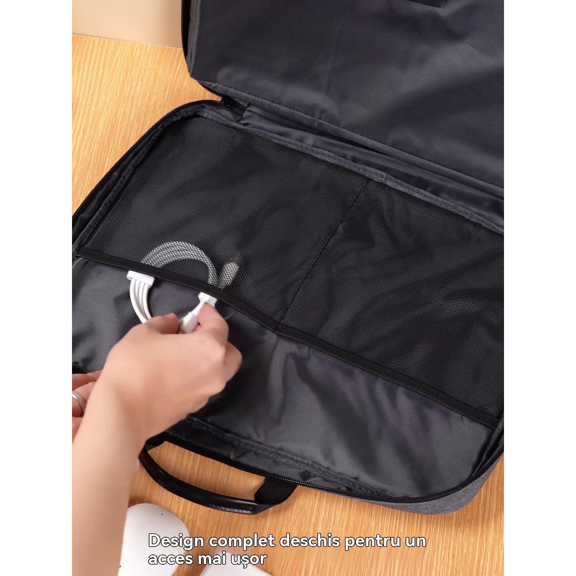 Geanta Laptop Impermeabila cu Protectie 4 Straturi – Compatibila cu MacBook, HP, Dell, Lenovo, Asus, 17.3", Gri