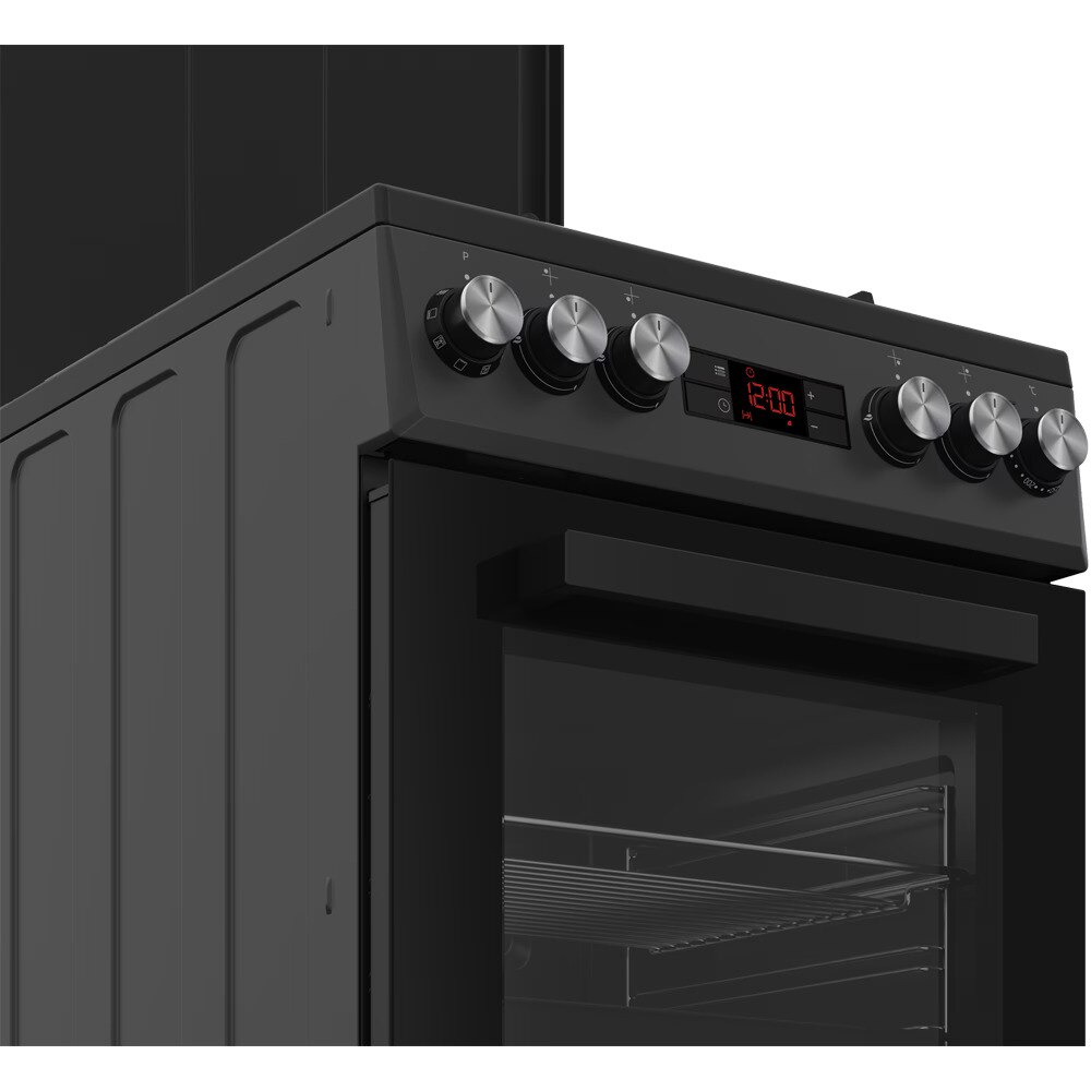 Aragaz BEKO FSM52330DAON, 4 arzatoare, Gaz + Electric, L 50 cm, Grill, Antracit