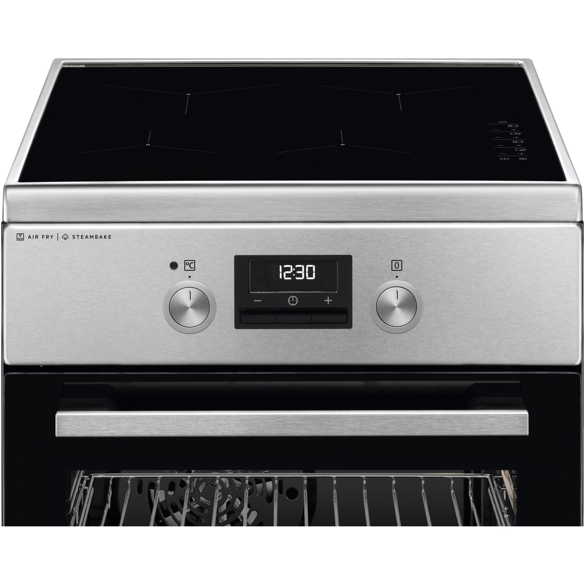 Aragaz AEG CIB56491BM, Electric, Inductie 4 zone de gatit, Booster, SteamBake, AirFry, Timer cu display electronic, Grill, Clasa A, 50 cm, Inox