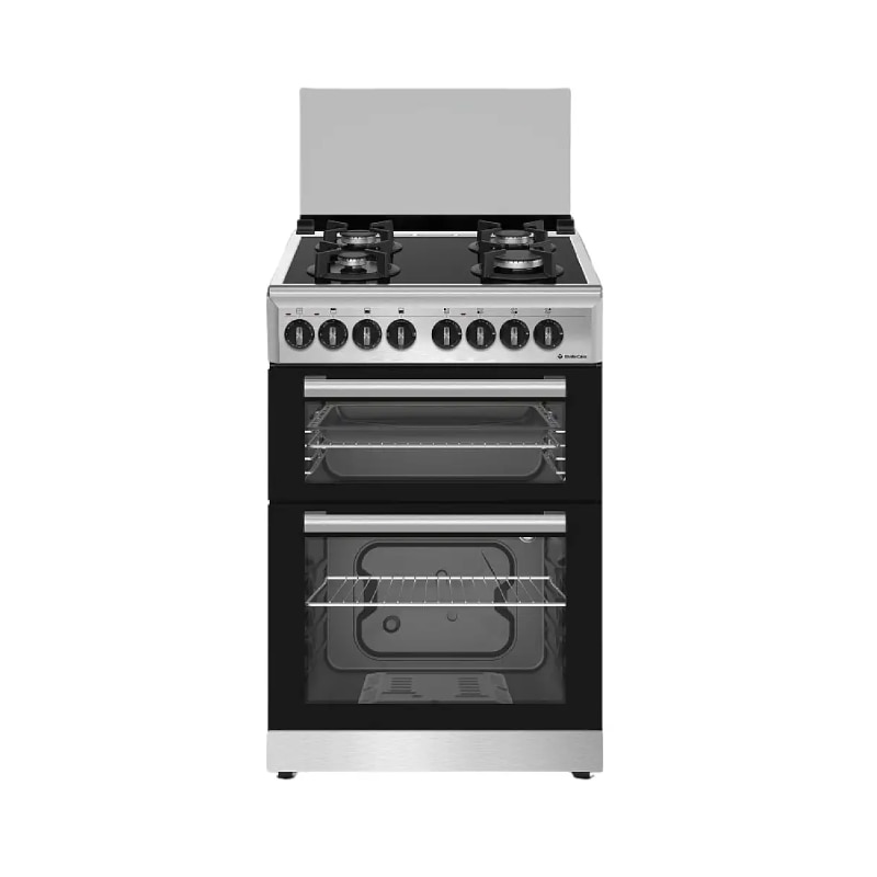 Pachet Aragaz mixt si hota clasica inox Studio Casa Viva EL Duetto, cuptor electric + cuptor gaz, 4 arzatoare gaz, inox/sticla neagra, 60x60cm