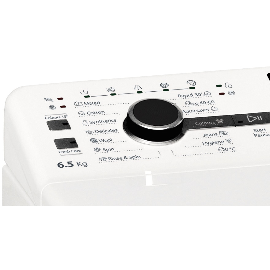 Masina de spalat rufe cu incarcare verticala Whirlpool TDLRB65242BSEUN, 6.5 kg, 1200 RPM, Clasa C, Motor Inverter ZEN, Tehnologia al-6lea Simt, Alb