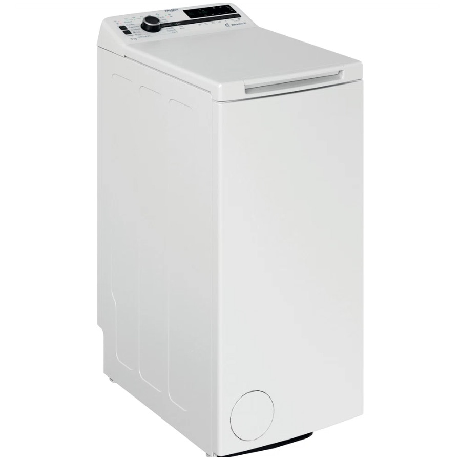 Masina de spalat rufe cu incarcare verticala Whirlpool TDLRB7232BSEU, 7 kg, 1200 rpm, Clasa D, Motor Inverter Zen, Display Digital, Tehnologia Al 6-lea Simt, Alb