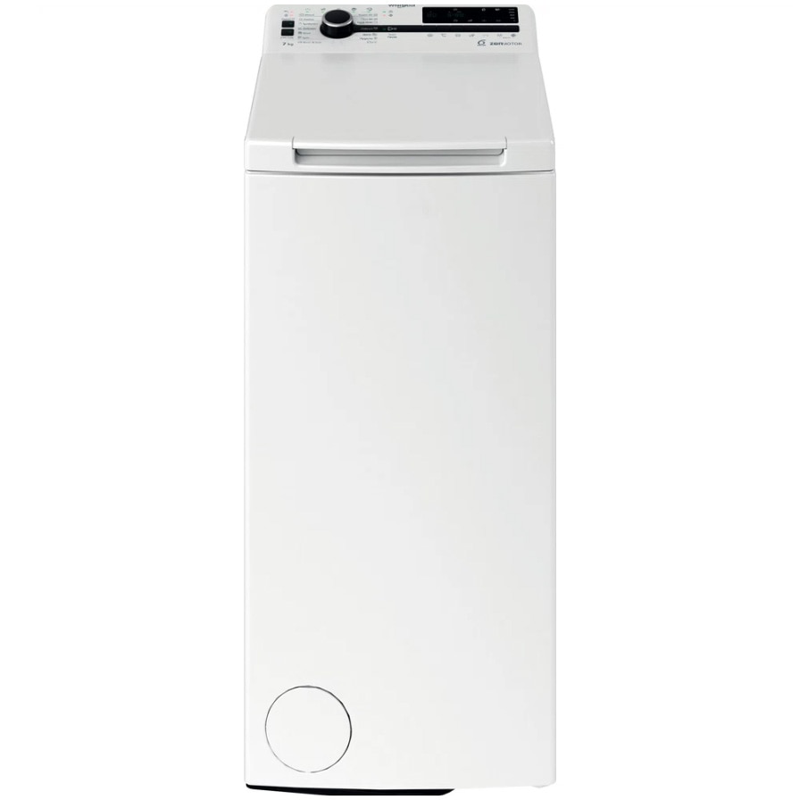 Masina de spalat rufe cu incarcare verticala Whirlpool TDLRB7232BSEU, 7 kg, 1200 rpm, Clasa D, Motor Inverter Zen, Display Digital, Tehnologia Al 6-lea Simt, Alb