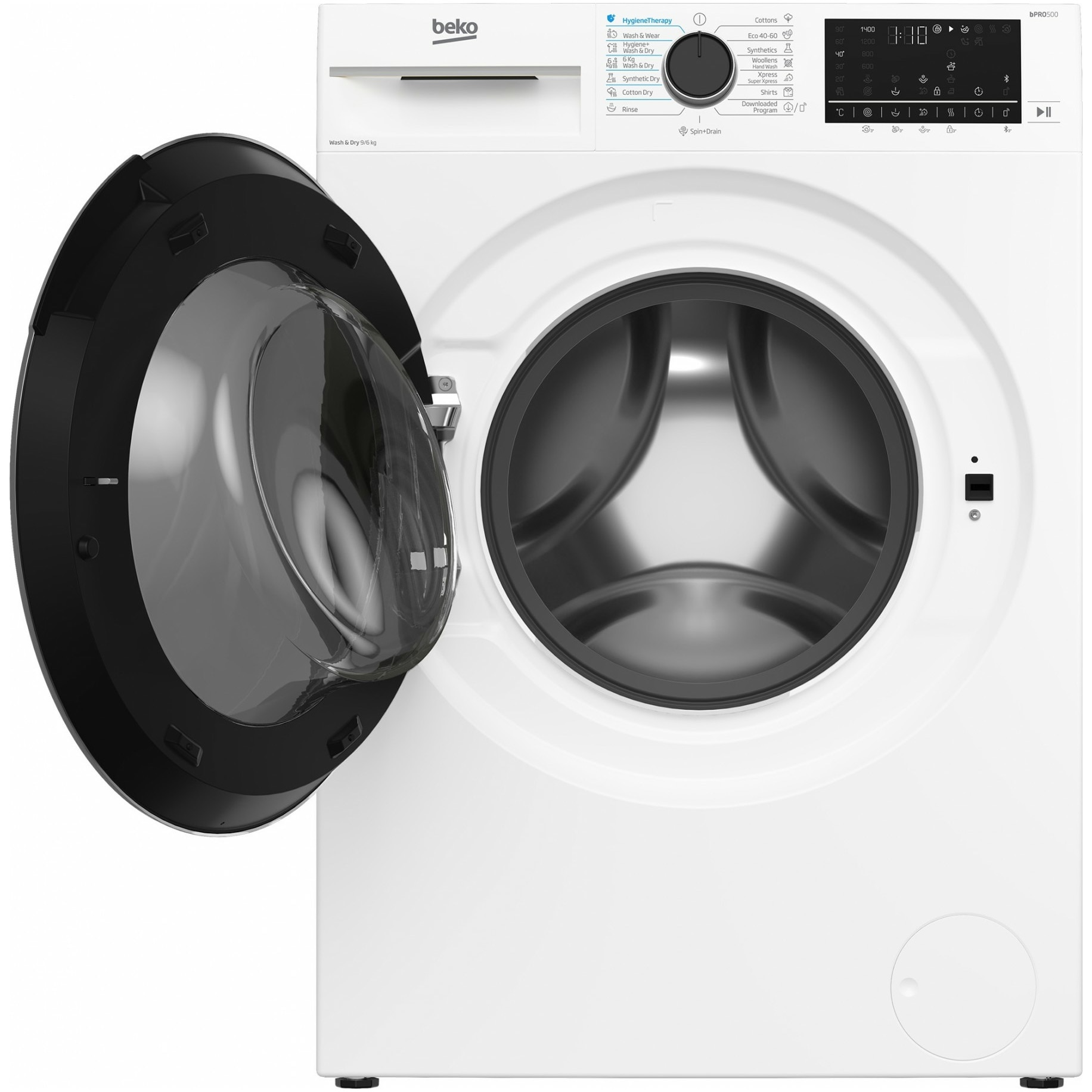 Masina de spalat rufe cu uscator Beko B5DFT59442W, Spalare 9 kg, Uscare 6 kg, 1400 RPM, Clasa A, HygieneTherapy, SteamCure, HomeWhiz, ProSmart Inverter Motor, AddXtra, Alb