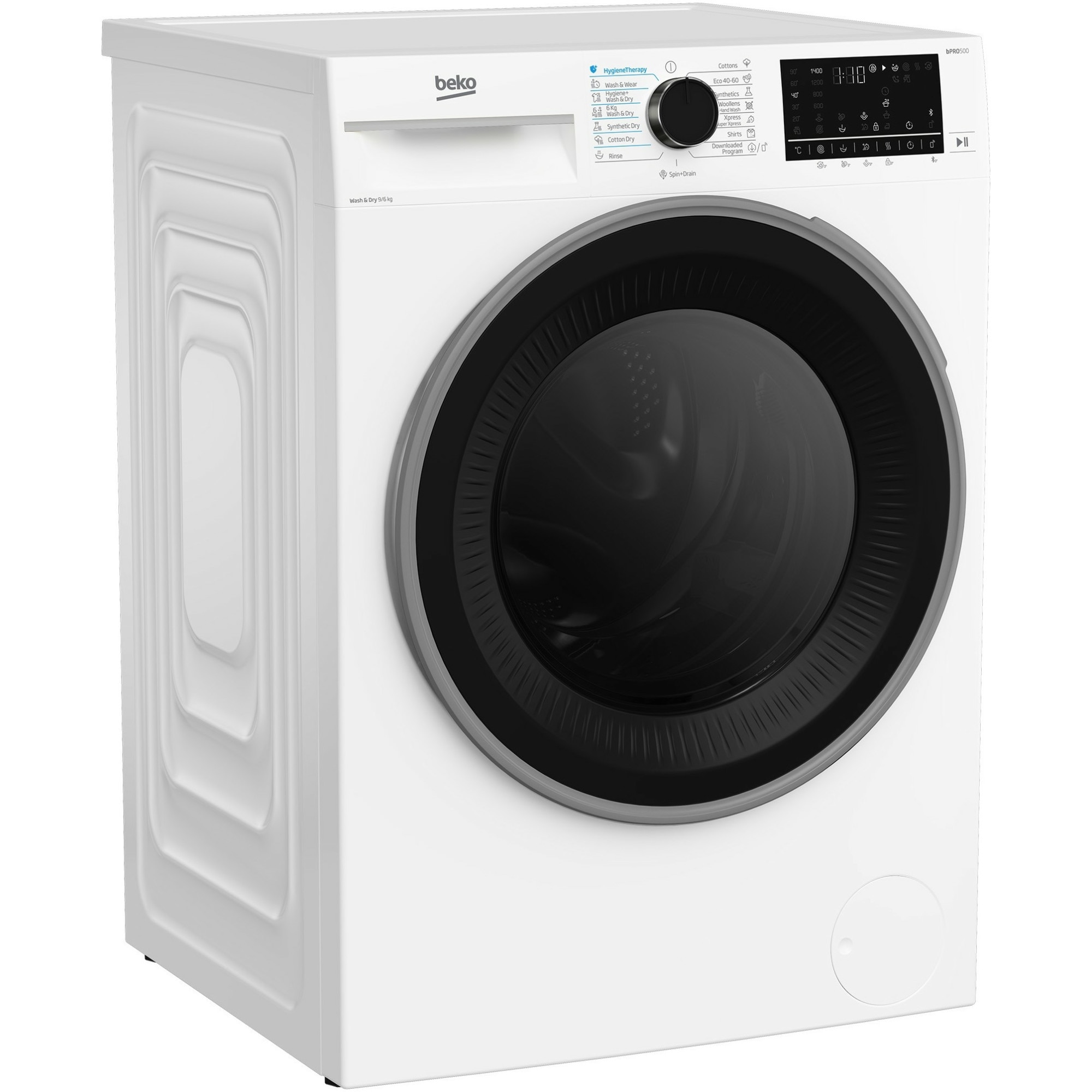Masina de spalat rufe cu uscator Beko B5DFT59442W, Spalare 9 kg, Uscare 6 kg, 1400 RPM, Clasa A, HygieneTherapy, SteamCure, HomeWhiz, ProSmart Inverter Motor, AddXtra, Alb