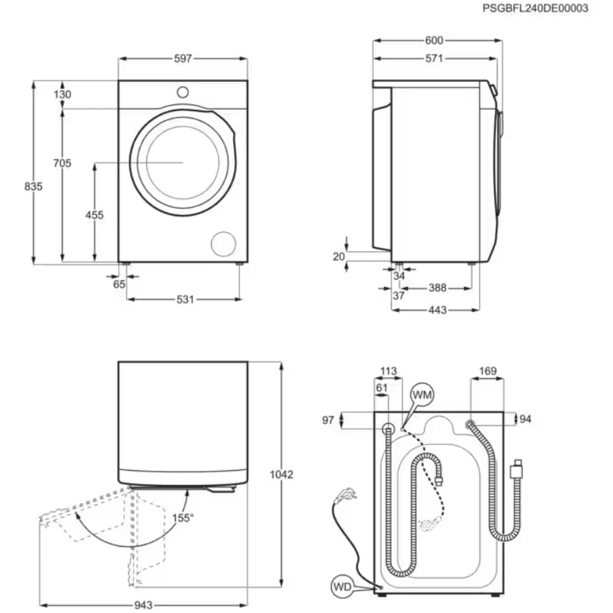 Masina de spalat rufe cu uscator Electrolux Ecoline EW7W2481E, 8 kg spalare, 5 kg uscare, 1400 RPM, LCD, Clase A, Motor Inverter, SteamCare+Sensicare, TimeManager, Alb