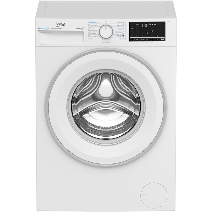 Masina de spalat rufe Beko B3WFU48215WWES, 8 kg, 1200 RPM, Clasa A, SteamCure, AddXtra, Motor ProSmart Inverter, AutoClean Detergent Drawer, Silent Tech, Alb